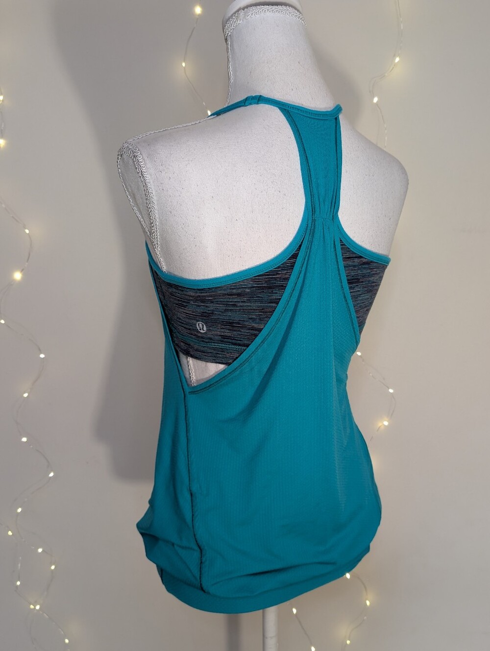 Lululemon Teal No Limits Tank Racerback With Shelf Bra